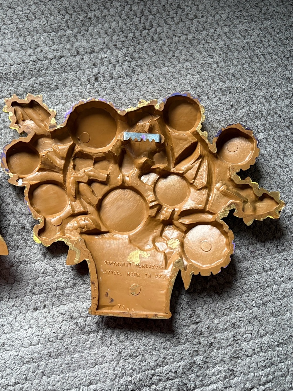 Vintage 1975 Syroco Flower Baskets Bouquets Gold Tone Wall Decor Set of 2 - Picture 5 of 10